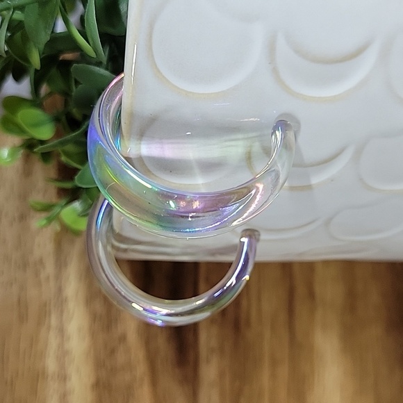 Holograph Bubble Hoop Earrings - Picture 5 of 9